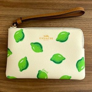 Coach Corner Zip with Lemon print wristlet